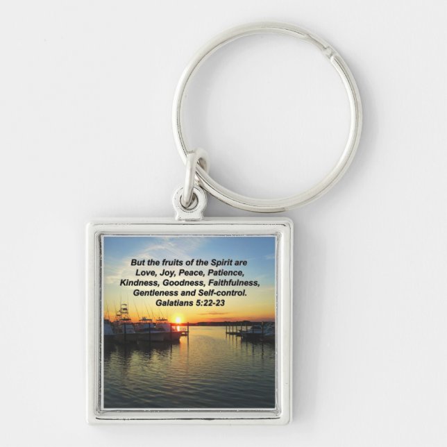 UPLIFTING SUNSET FRUITS OF THE SPIRIT DESIGN KEY RING (Front)