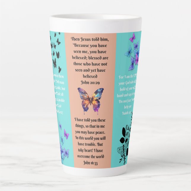 Uplifting Verses & Butterflies  Latte Mug (Front)