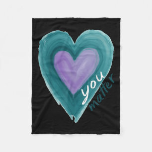 Uplifting you Suicide Prevention Heart Design Fleece Blanket