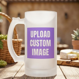 Upload 2 Custom Image - Add Your Own To Print On A Frosted Glass Beer Mug