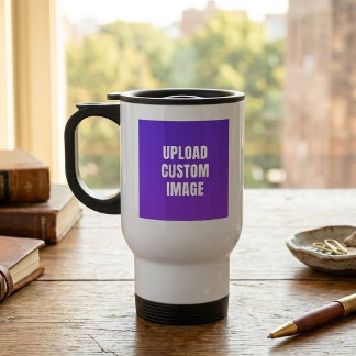 Upload 2 Custom Image - Add Your Own To Print On A Travel Mug
