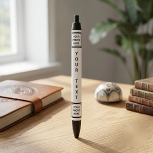 Upload 2 Photos & Add Text – Customise Picture Black Ink Pen