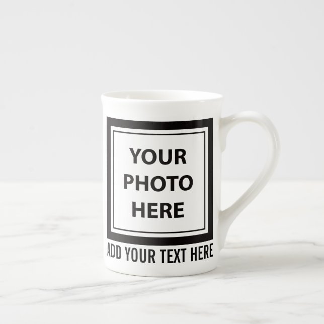 Upload 2 Photos & Add Text – Customise Picture Bone China Mug (Right)