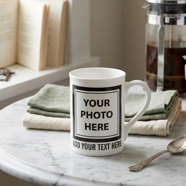 Upload 2 Photos & Add Text – Customise Picture Bone China Mug (Creator Uploaded)