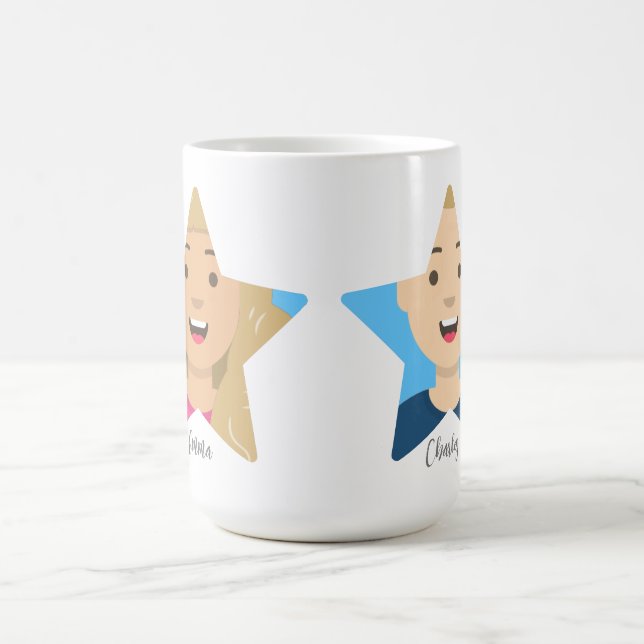 Upload 2 Pictures of your Superstar Family Friends Coffee Mug (Center)