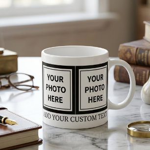 Upload 4 Photos & Add Text – Customise Picture Espresso Cup