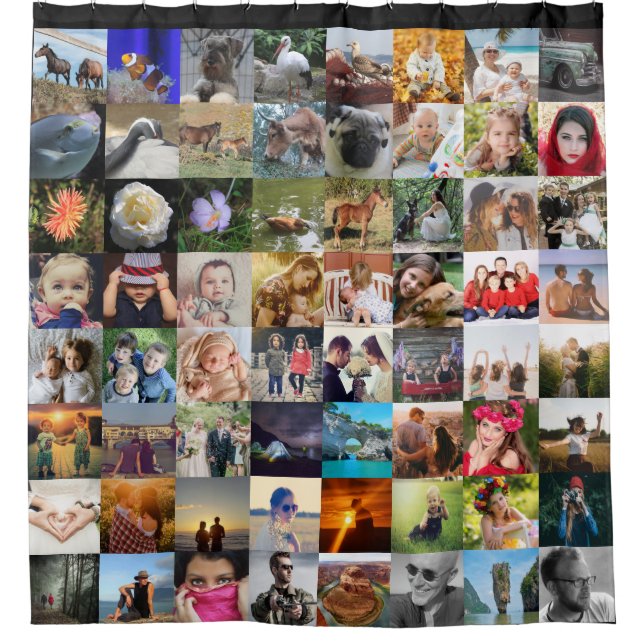 Upload 64 photo shower curtain (Front)