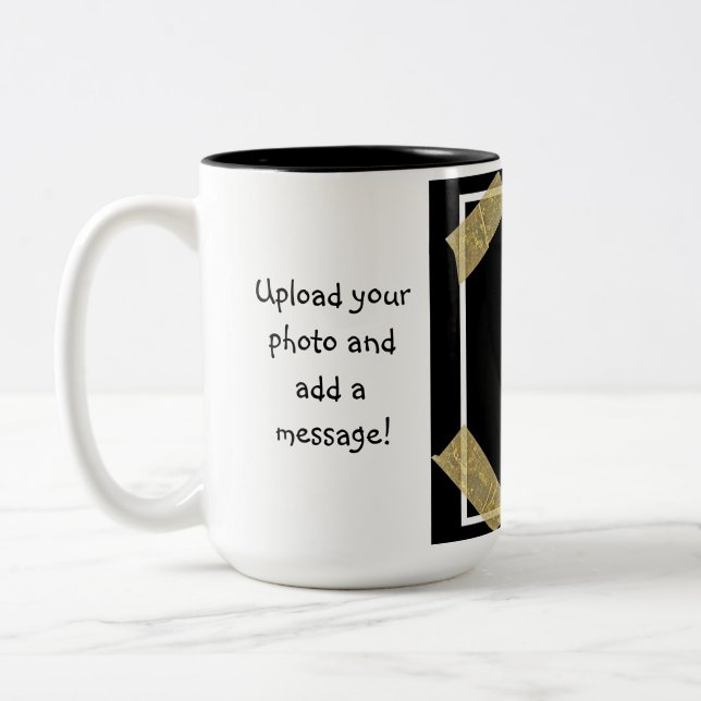 Upload a Photo and Add a Custom Message Two-Tone Coffee Mug (Left)