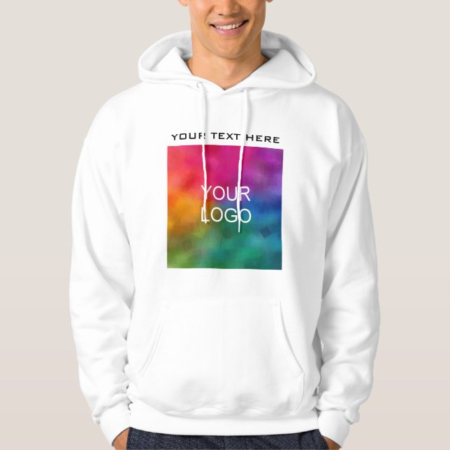 Upload Add Your Company Logo Here Mens White Hoodie (Front)