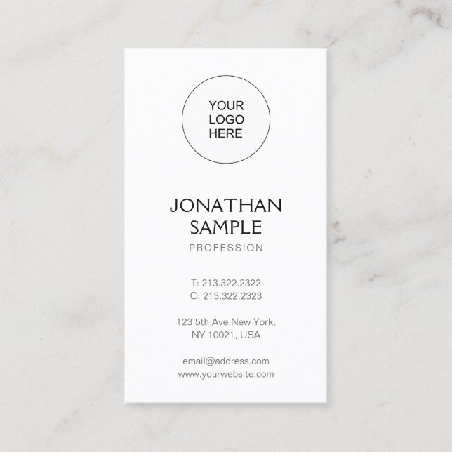 Upload Add Your Logo Modern Template Vertical Business Card (Front)