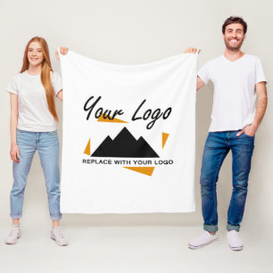 Upload  Add Your Logo Photo Collage Retro Pattern Fleece Blanket