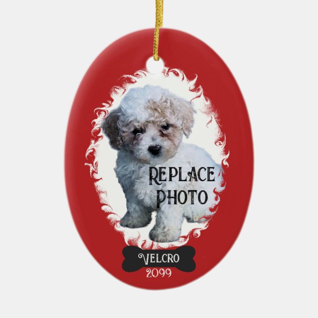 Upload Annual Christmas Pet Portrait Picture Photo Ceramic Tree Decoration (Front)