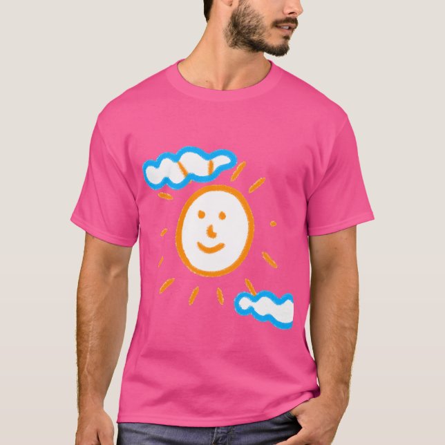 Upload Art Drawing Turn Kids Artwork to Pink T-Shirt (Front)