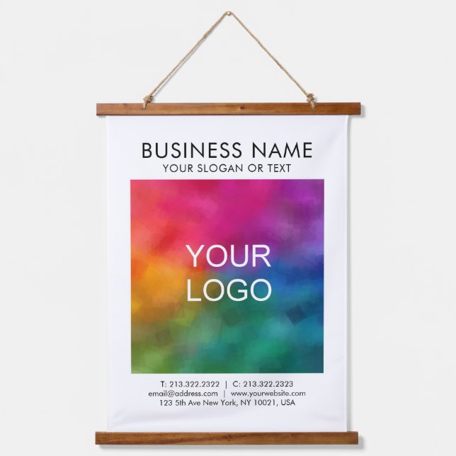 Upload Business Company Logo Add Text Template Hanging Tapestry (Front)
