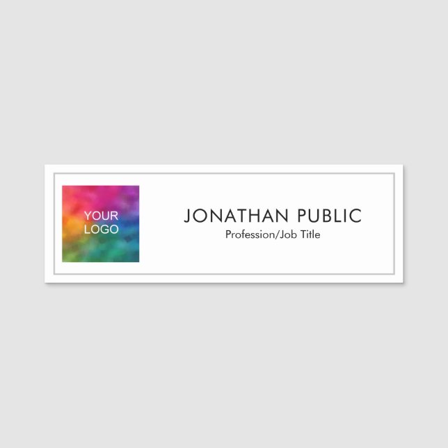 Upload Business Company Logo Employee Staff Crew Name Tag (Front)
