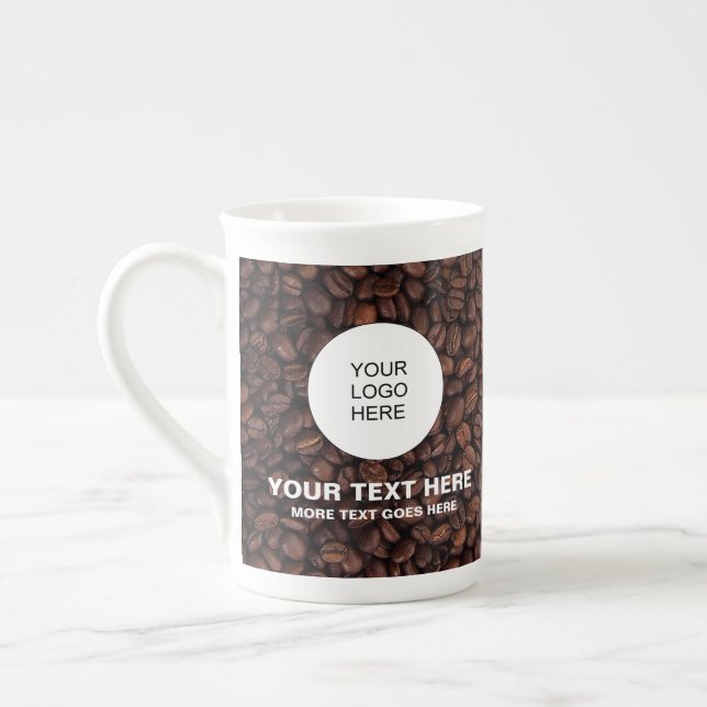 Upload Business Logo Add Text Custom Template Bone China Mug (Left)