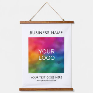 Upload Business Logo Add Text Template Vertical Hanging Tapestry