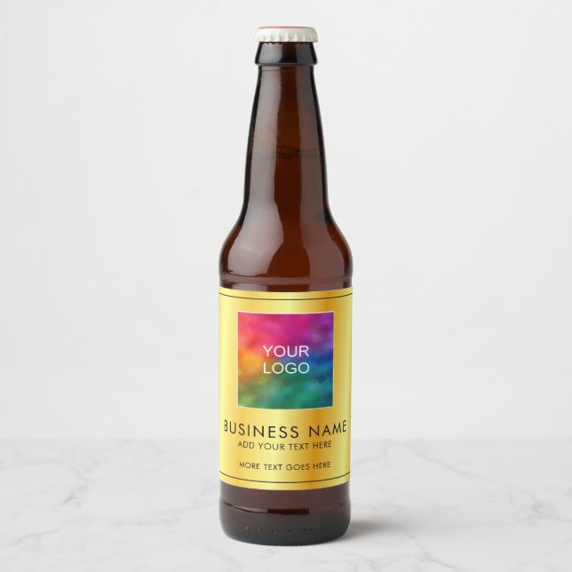 Upload Business Logo Here Modern Elegant Simple Beer Bottle Label (Front)