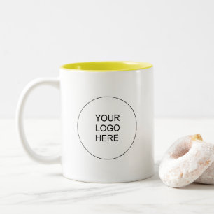 Upload Business Logo Yellow And White Promotional Two-Tone Coffee Mug