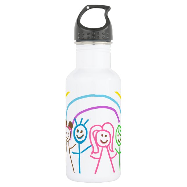 Upload Childs Drawing Turn Kids Artwork to 532 Ml Water Bottle (Front)