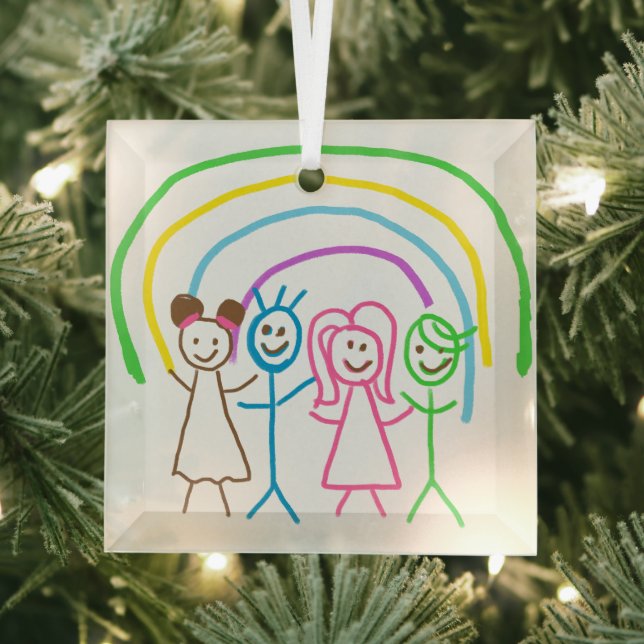 Upload Childs Drawing Turn Kids Artwork to  Glass Tree Decoration (Insitu)