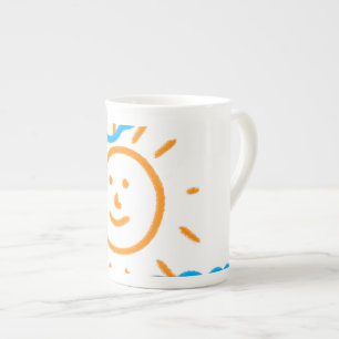 Upload Childs Drawing Turn Kids Artwork to green Bone China Mug