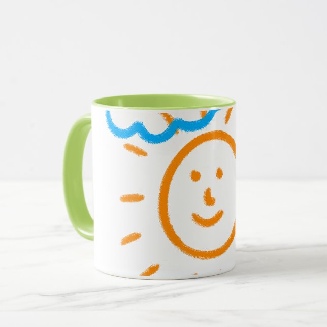 Upload Childs Drawing Turn Kids Artwork to green Mug (Front Left)