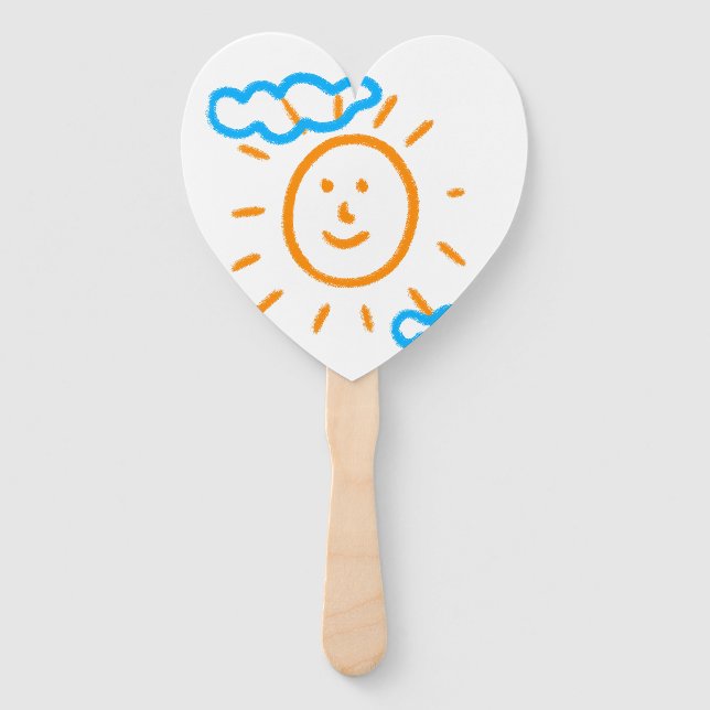 Upload Childs Drawing Turn Kids Artwork to Heart Hand Fan (Front)