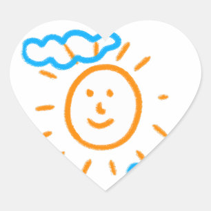Upload Childs Drawing Turn Kids Artwork to Heart Sticker