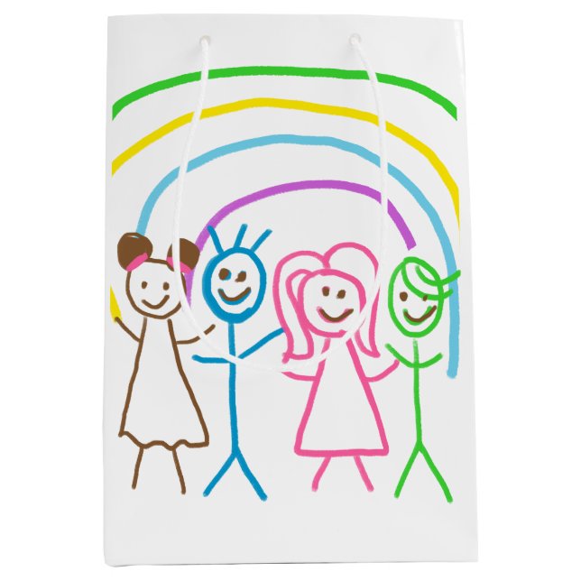 Upload Childs Drawing Turn Kids Artwork to Medium Gift Bag (Front)