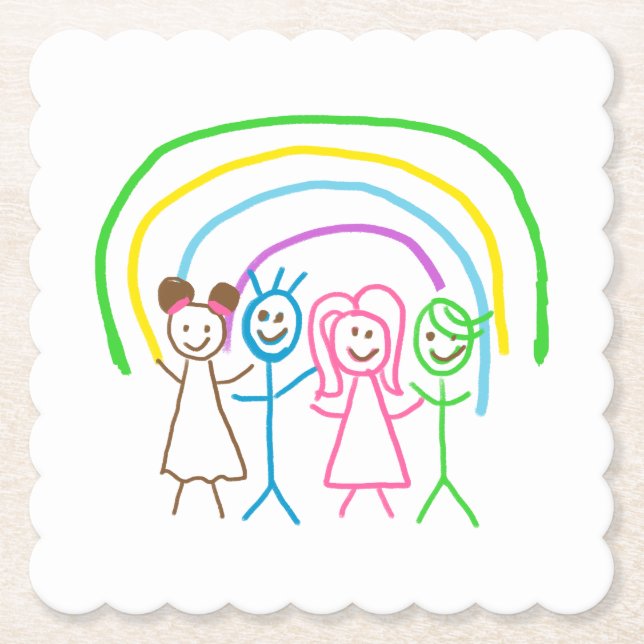 Upload Childs Drawing Turn Kids Artwork to Paper Coaster (Front)