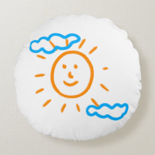 Upload Childs Drawing Turn Kids Artwork to Round Cushion