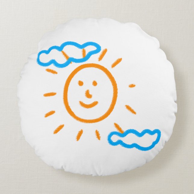 Upload Childs Drawing Turn Kids Artwork to Round Cushion (Front)