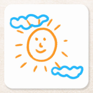 Upload Childs Drawing Turn Kids Artwork to Square Paper Coaster