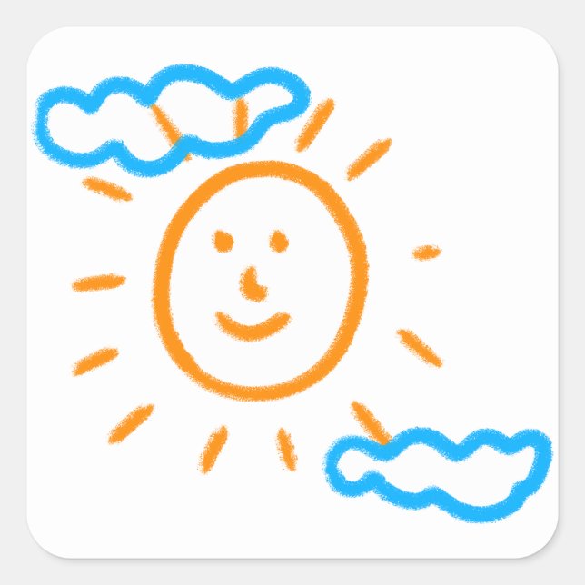 Upload Childs Drawing Turn Kids Artwork to Square Sticker (Front)