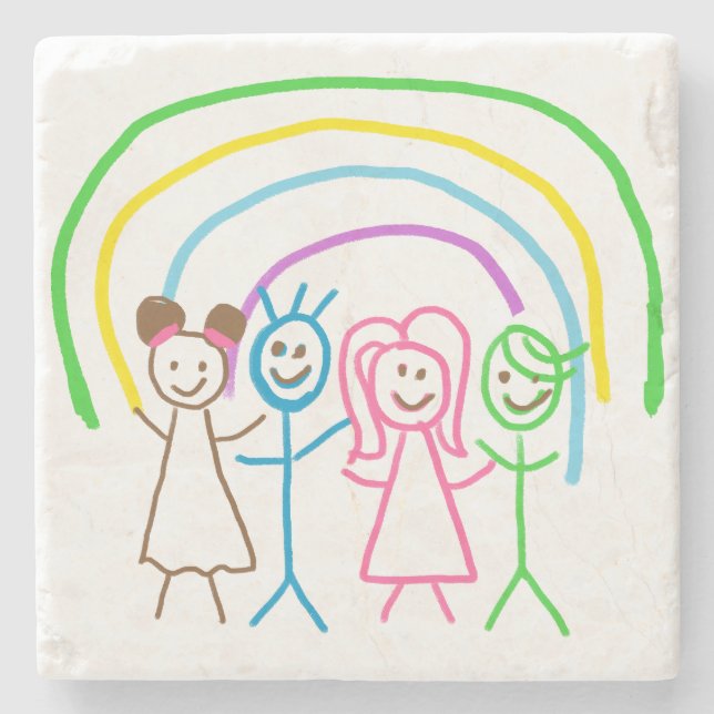 Upload Childs Drawing Turn Kids Artwork to Stone Coaster (Front)