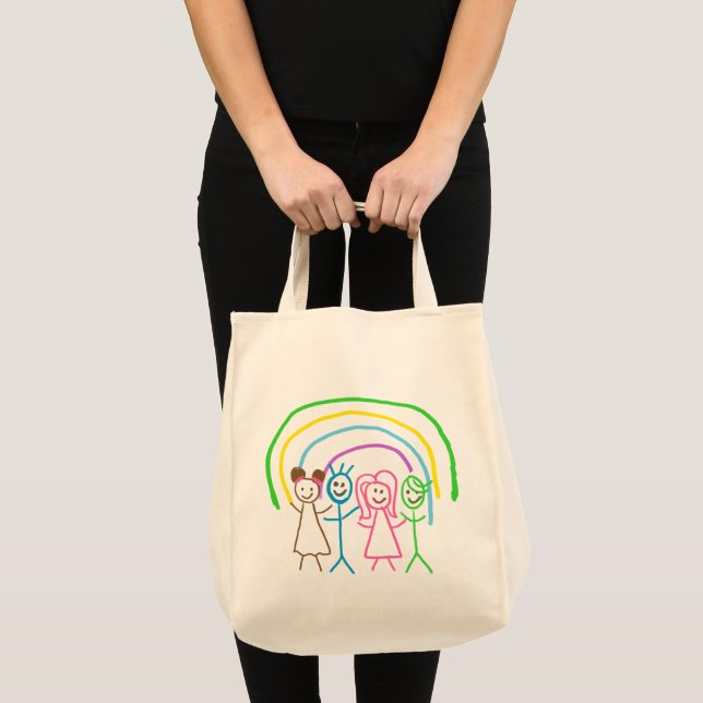 Upload Childs Drawing Turn Kids Artwork to Tote Bag (Front (Product))