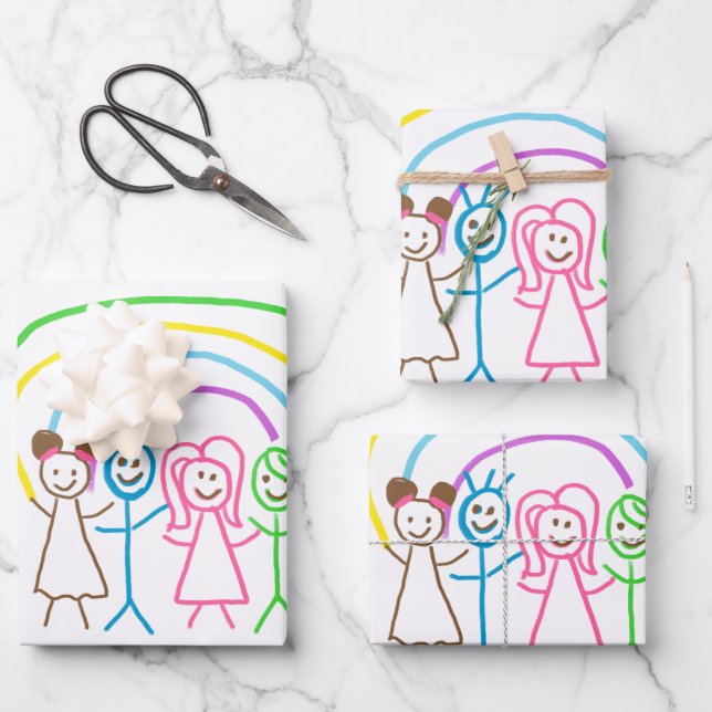 Upload Childs Drawing Turn Kids Artwork to Wrapping Paper Sheet (Front)