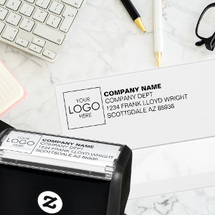 Upload Company Logo Custom Business Return Address Self-inking Stamp