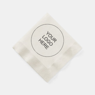 Upload Company Logo Text  Ecru Coined Cocktail Napkin