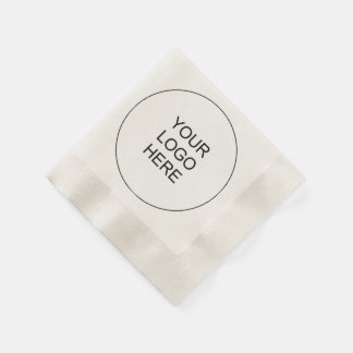 Upload Company Logo Text Ecru Coined Cocktail Napkin