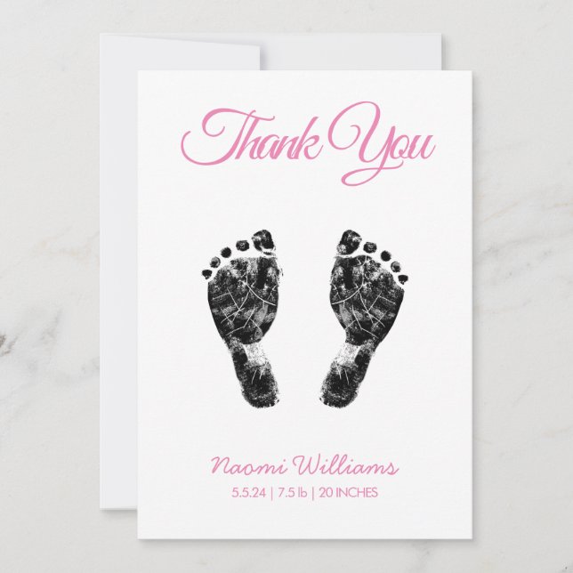 Upload Custom Baby Footprint to Thank You Card (Front)
