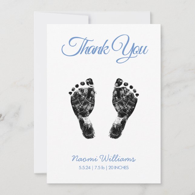 Upload Custom Baby Footprint to Thank You Card (Front)