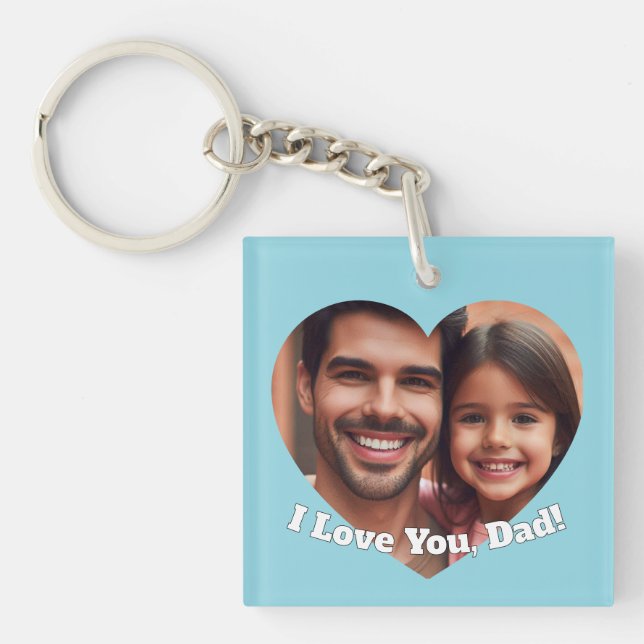Upload Custom Heart Photo Add Name for Dad Key Ring (Front)