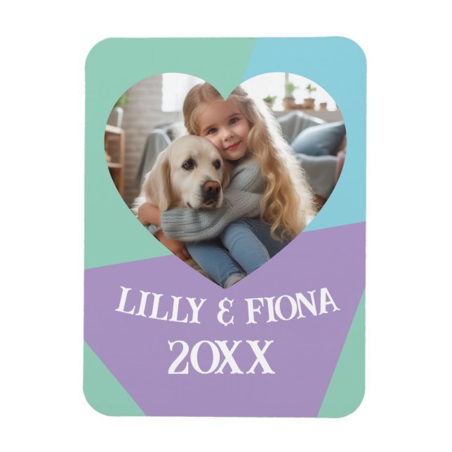 Upload Custom Heart Photo & Name Gift for Parent Magnet (Vertical)