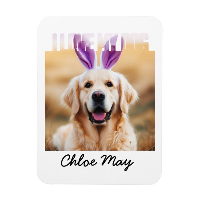Upload Custom Pet Photo Name I Love My Dog Magnet (Vertical)