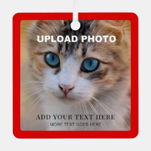 Upload Dog Pet Photo Double Sided Design Square Metal Tree Decoration