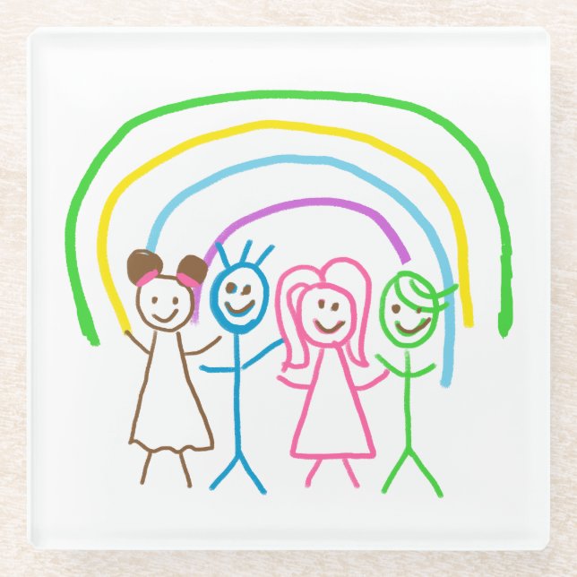 Upload Drawing Turn Kids Artwork to  Glass Coaster (Front)