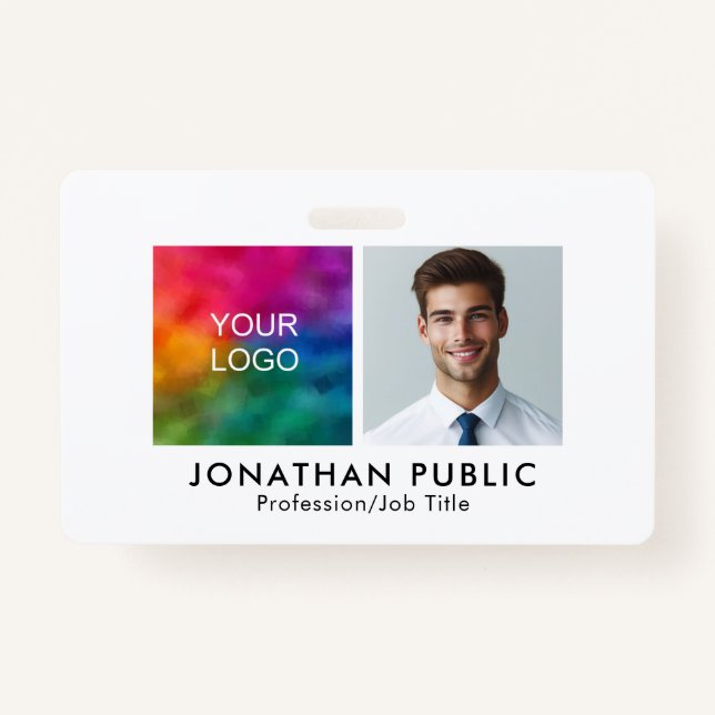 Upload Employee Photo Company Logo Here Template ID Badge (Front)