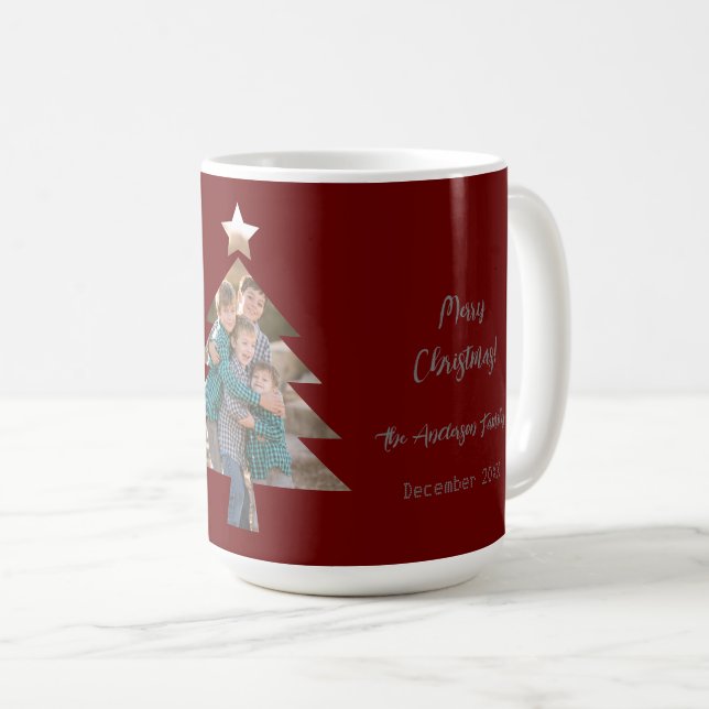 Upload Family Picture into a Christmas Tree Shape Coffee Mug (Front Right)